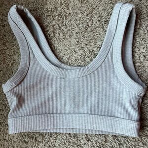 Alo yoga grey ribbed sports bra